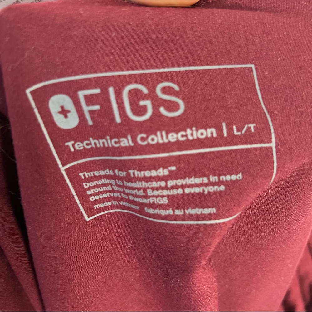 FIGS Kade Cargo Scrub Pants Women Anti-Wrinkle Medical Burgundy Size Large Tall - Picture 11 of 16